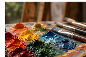 Oil colours and artist brushes
