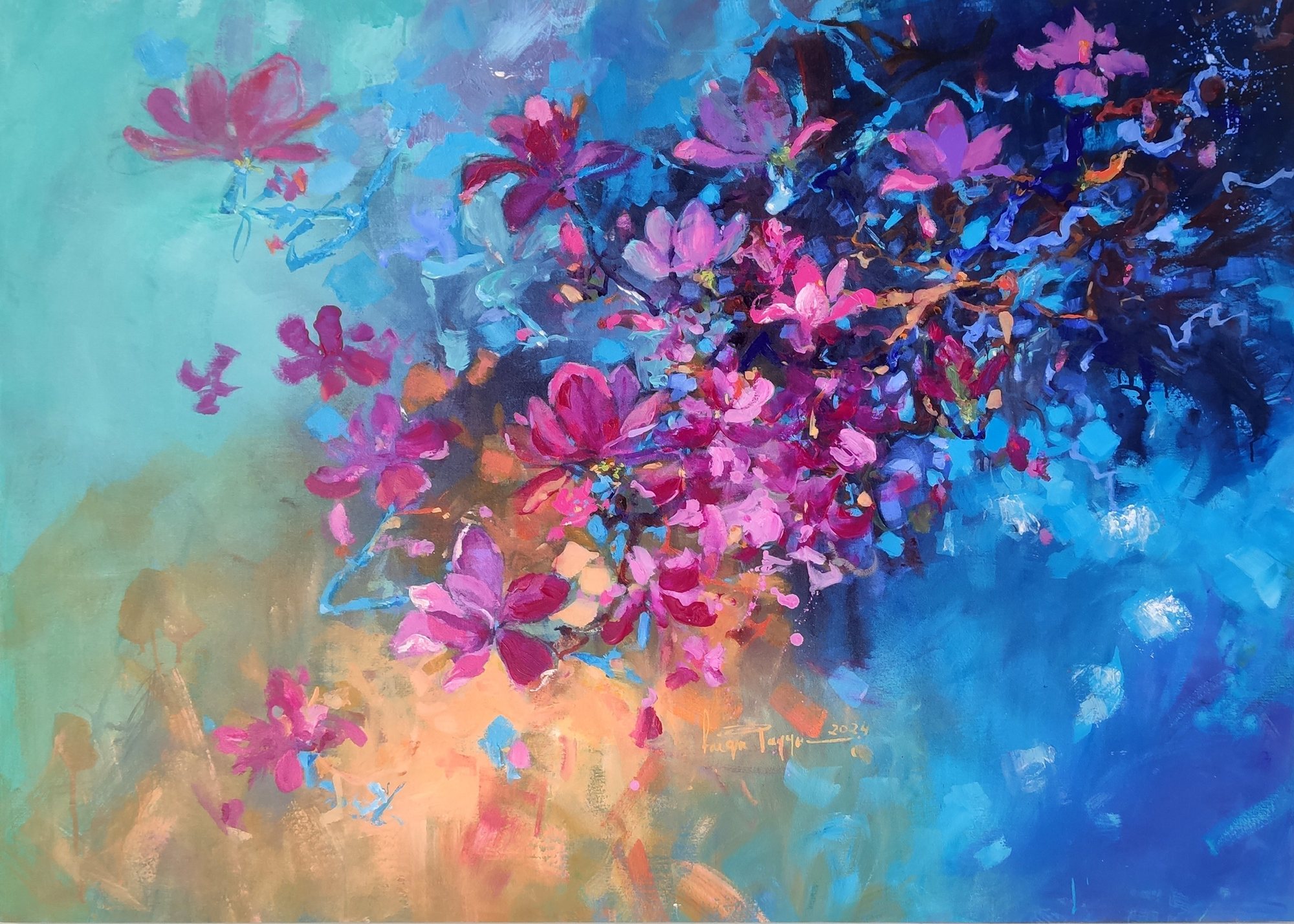 Bloom Beyond Blue — original painting by Faiqa Uppal