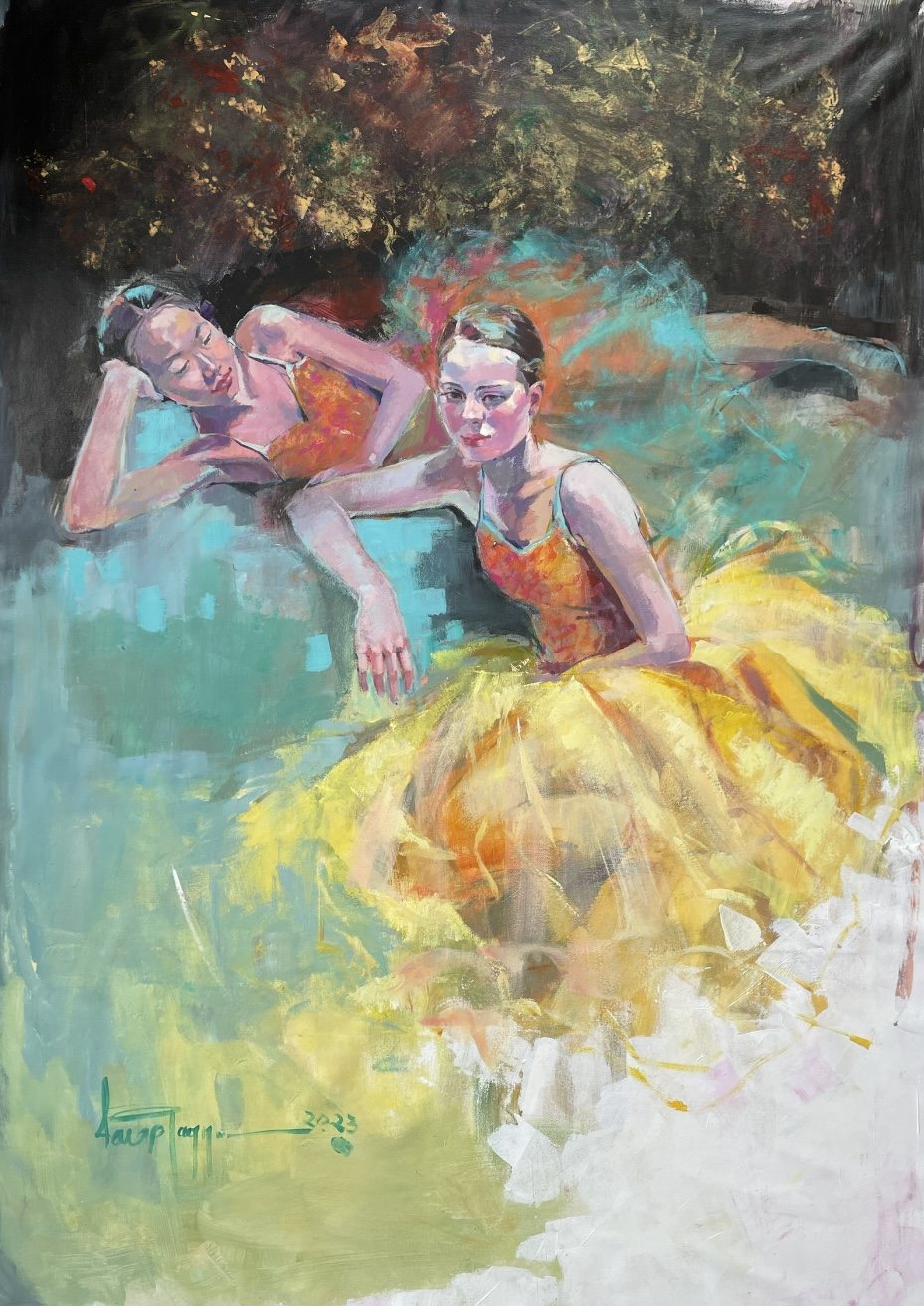 Ballerinas at Rest — original painting by Faiqa Uppal