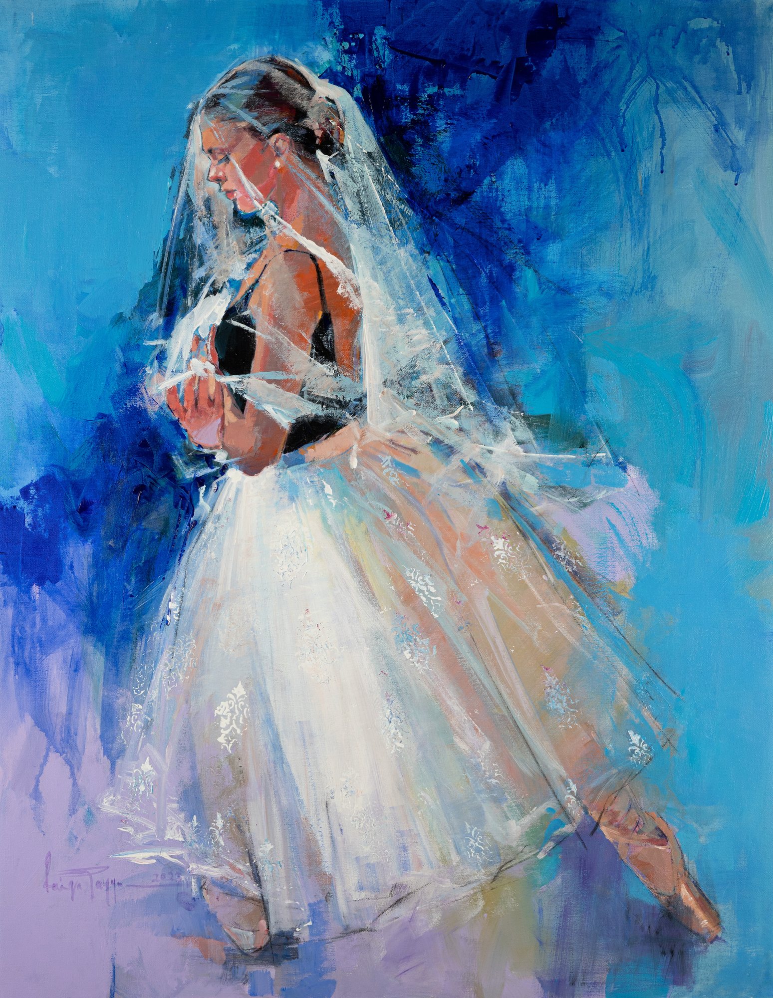 Ballet's Silent Poetry — original painting by Faiqa Uppal